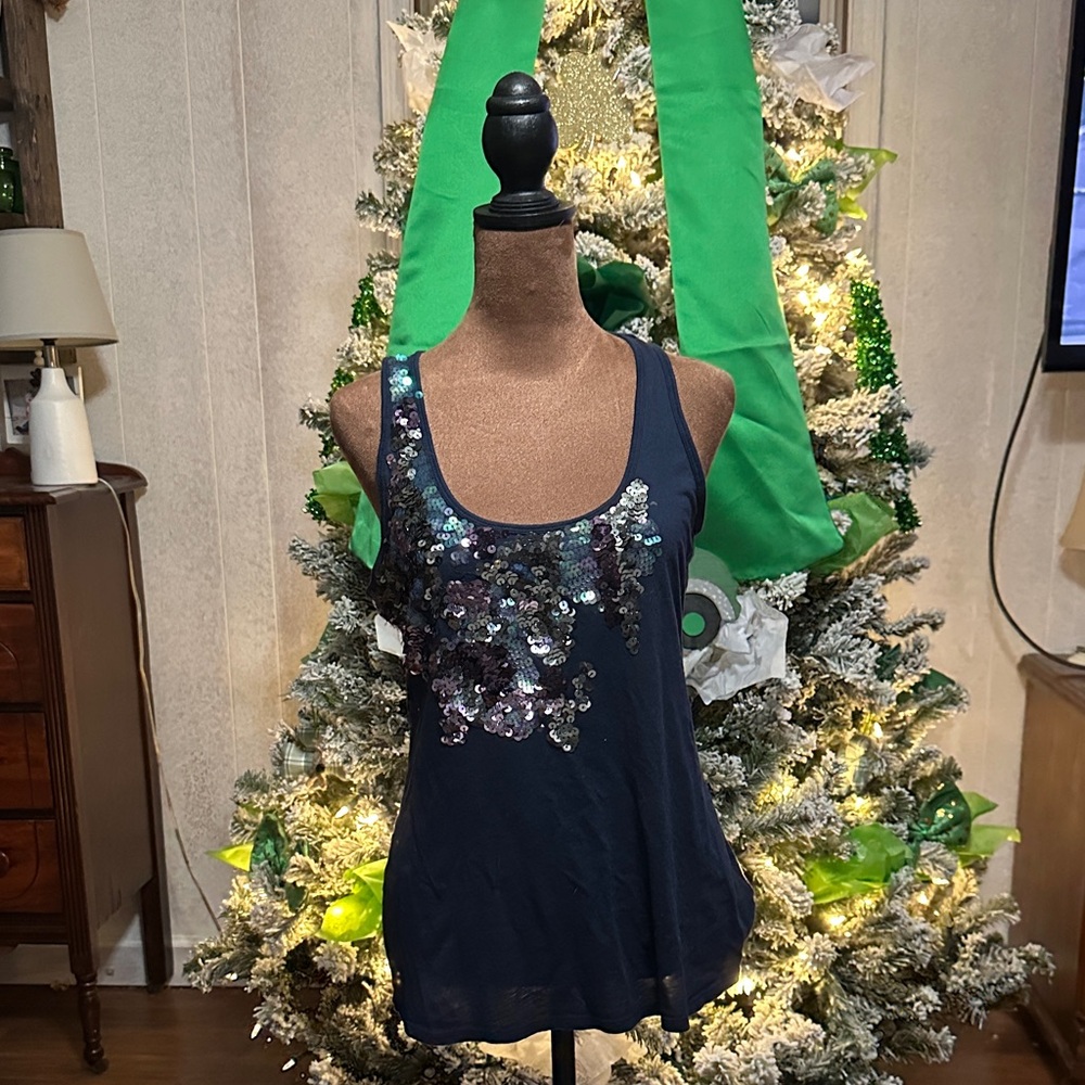 Express Navy Sequin Tank Top